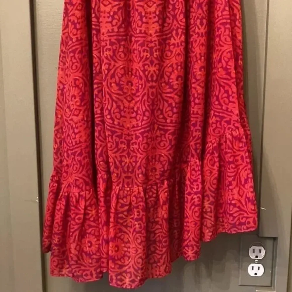 𝅺Free People Chiffon Safari Sun Short Casual Dress in Mango Combo Size Small